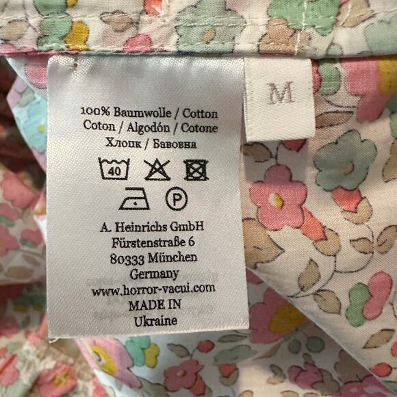 Horror Vacui Dorothy Ruffled Floral Cotton Poplin Midi Dress Size Medium - Picture 7 of 15